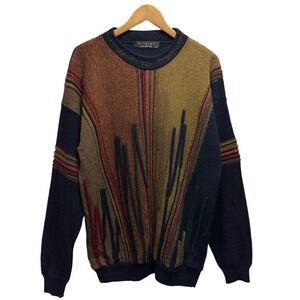 Protege Vtg Men's XL Coogi Style Multicolor 3D Knit Crewneck Sweater Biggie USA